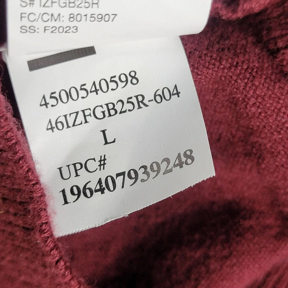 IZOD Quarter Zip Sweater Mens Large Velvet Maroon NWT 46IZFGB25R-604